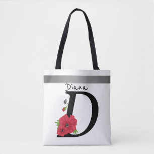 Monogramm D, Buchstabe D, Blume, Monogramm, Monogr Tasche