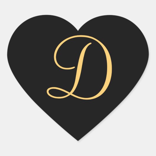 Monogramm D, goldfarbenes erstes D-Skript Herz-Aufkleber (Vorderseite)
