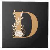 Monogramm D hübsches Blumenmuster Fliese (Vorderseite)