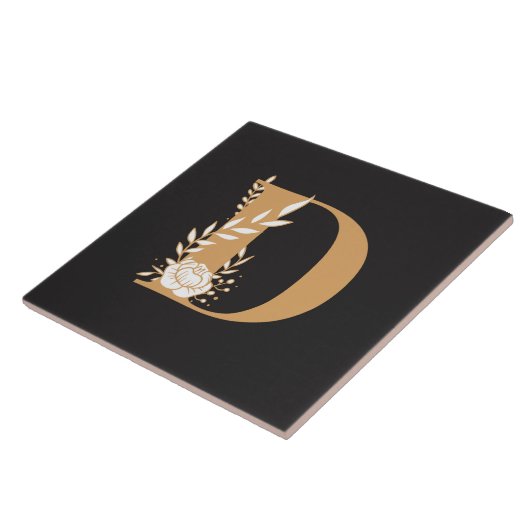 Monogramm D hübsches Blumenmuster Fliese (Seite)