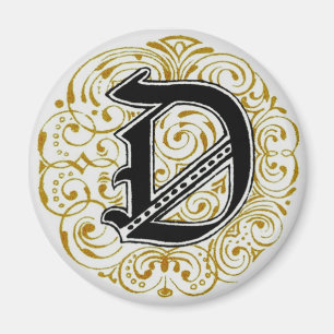 Monogramm "D" in Gold - Magnet
