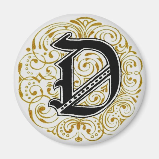 Monogramm "D" in Gold - Magnet (Vorne)