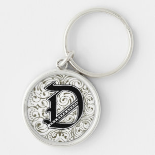 Monogramm "D" in Grau Schlüsselanhänger