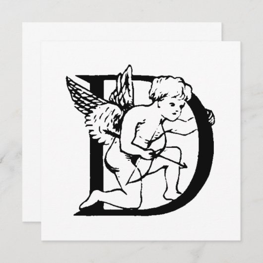 Monogramm D Initial Black and White Cupid Muster (Vorne/Hinten)