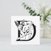 Monogramm D Initial Black and White Cupid Muster (Stehend Vorderseite)