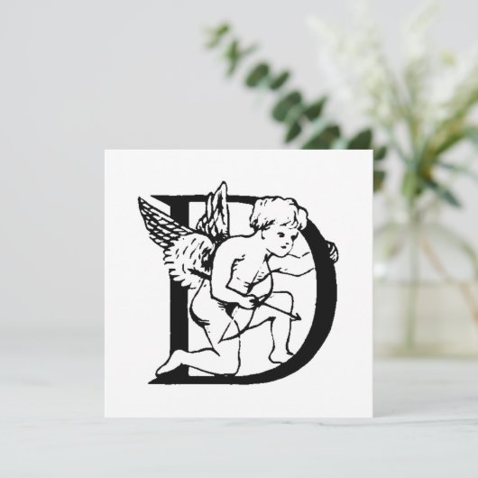 Monogramm D Initial Black and White Cupid Muster (Stehend Vorderseite)