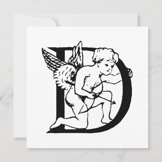Monogramm D Initial Black and White Cupid Muster (Vorderseite)