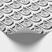Monogramm D Initial Black and White Cupid Muster Geschenkpapier (Ecke)