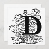 Monogramm D Initial Black and White Floral Pattern (Vorne/Hinten)