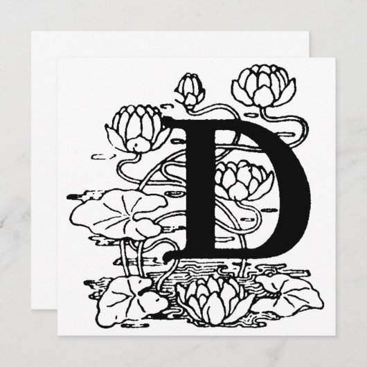 Monogramm D Initial Black and White Floral Pattern (Vorne/Hinten)