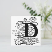 Monogramm D Initial Black and White Floral Pattern (Stehend Vorderseite)