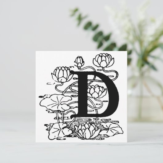 Monogramm D Initial Black and White Floral Pattern (Stehend Vorderseite)