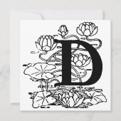 Monogramm D Initial Black and White Floral Pattern (Vorderseite)