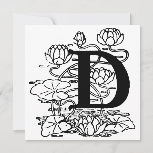 Monogramm D Initial Black and White Floral Pattern (Vorderseite)