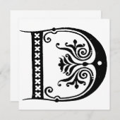 Monogramm D Initial Black and White Floral Pattern (Vorne/Hinten)