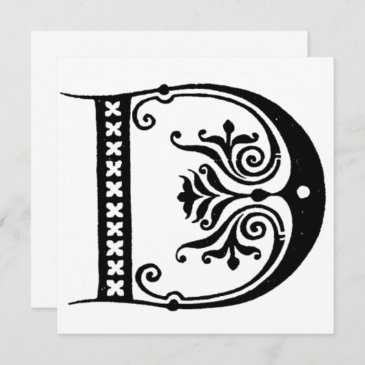 Monogramm D Initial Black and White Floral Pattern (Vorne/Hinten)