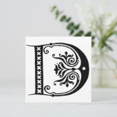 Monogramm D Initial Black and White Floral Pattern (Stehend Vorderseite)