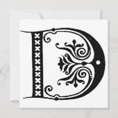 Monogramm D Initial Black and White Floral Pattern (Vorderseite)
