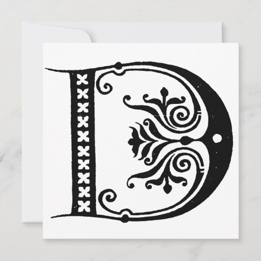 Monogramm D Initial Black and White Floral Pattern (Vorderseite)