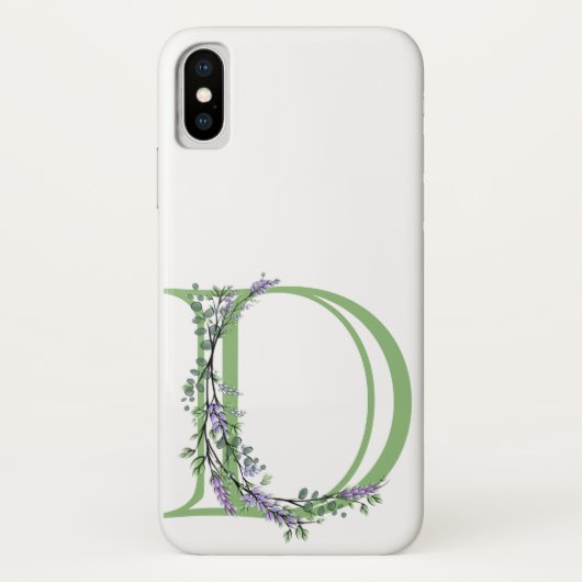 Monogramm D Lavendel Eukalyptus Case-Mate iPhone Hülle (Rückseite)