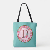 Monogramm-D-Letter mit Peony-Blume-Totbeutel Tasche (Rückseite)