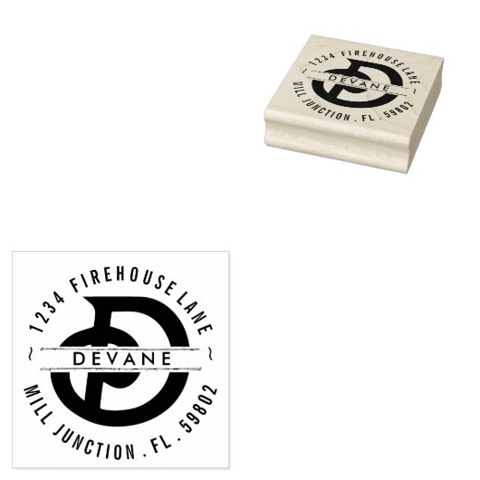 Monogramm D Rücksendeadresse Briefmarke Gummistempel (Stempel)