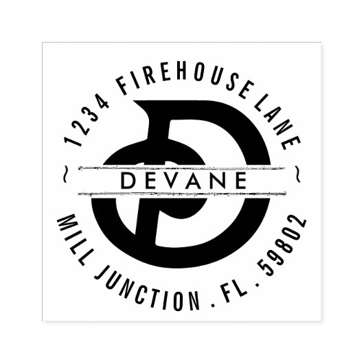 Monogramm D Rücksendeadresse Briefmarke Gummistempel (Prägung)