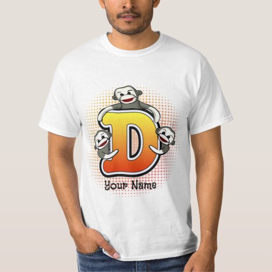 Monogramm D Sock Monkey T-Shirt (Vorderseite)