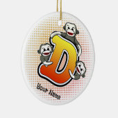Monogramm D Sockenaffe Keramik Ornament (Rechts)