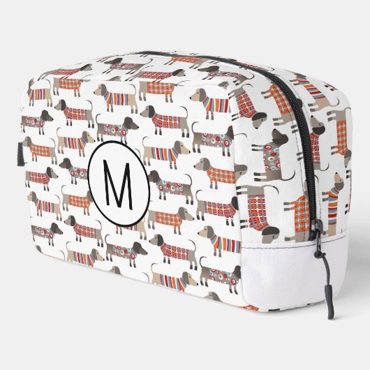 Monogramm Dackel Dackel Wurst Hund Personalisiert Waschbeutel (Rechte Ecke)
