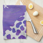 Monogramm-Dalmatiner Lila und weiß Geschirrtuch (Viertel Falte)