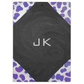 Monogramm-Dalmatiner Lila und weiß Klemmbrett (Rückseite)