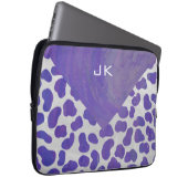 Monogramm-Dalmatiner Lila und weiß Laptopschutzhülle (Vorne Rechts)