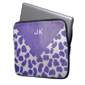 Monogramm-Dalmatiner Lila und weiß Laptopschutzhülle (Vorderseite Links)