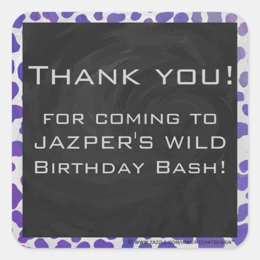 Monogramm-Dalmatiner Lila und weiß Quadratischer Aufkleber (Vorderseite)