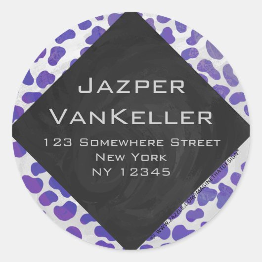 Monogramm-Dalmatiner Lila und weiß Runder Aufkleber (Vorderseite)