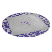 Monogramm-Dalmatiner Lila und weiß Schneidebrett (Ecke)