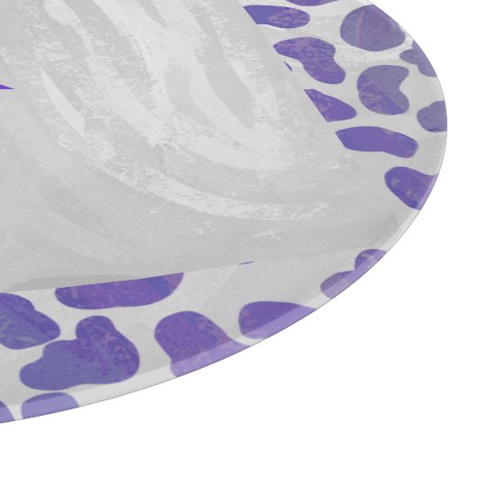 Monogramm-Dalmatiner Lila und weiß Schneidebrett (Ecke)