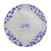 Monogramm-Dalmatiner Lila und weiß Schneidebrett (Vorderseite)