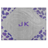 Monogramm-Dalmatiner Lila und weiß Schneidebrett (Vorderseite)