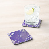 Monogramm-Dalmatiner Lila und weiß Untersetzer (Rechte Seite)