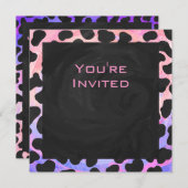 Monogramm Dalmatiner Schwarz/Rosa Einladung (Vorne/Hinten)