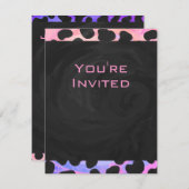 Monogramm Dalmatiner Schwarz/Rosa Einladung (Vorne/Hinten)