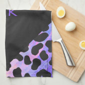 Monogramm Dalmatiner Schwarz/Rosa Küchentuch (Viertel Falte)