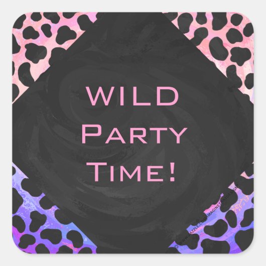 Monogramm Dalmatiner Schwarz/Rosa Quadratischer Aufkleber (Vorderseite)