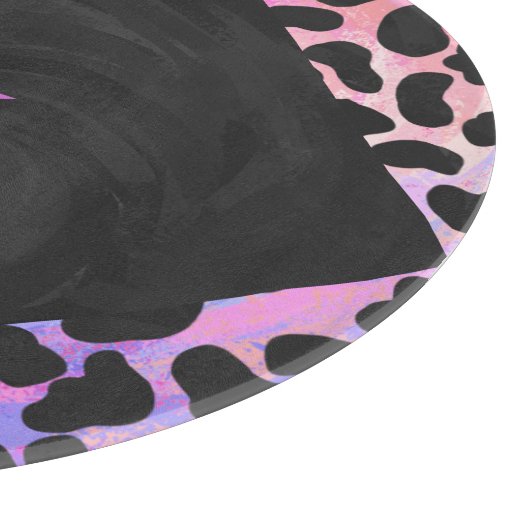 Monogramm Dalmatiner Schwarz/Rosa Schneidebrett (Ecke)