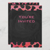 Monogramm Dalmatiner Schwarz und Rot Einladung (Vorne/Hinten)