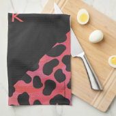 Monogramm Dalmatiner Schwarz und Rot Handtuch (Viertel Falte)