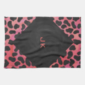 Monogramm Dalmatiner Schwarz und Rot Handtuch (Horizontal)