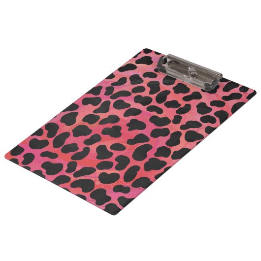 Monogramm Dalmatiner Schwarz und Rot Klemmbrett (Schrägansicht)